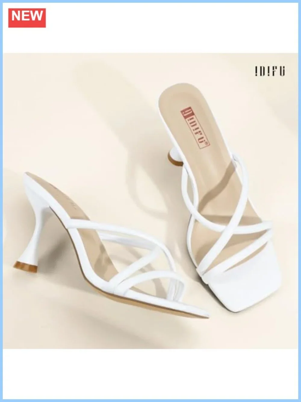 Women's Strappy Kitten Heel Sandals Square Open Toe Slip-On Wedge